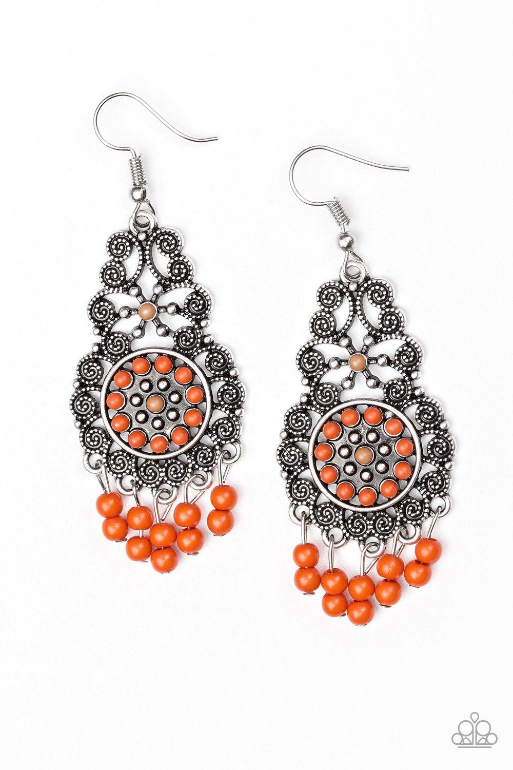 Courageously Congo Orange Earrings - Paparazzi Accessories- lightbox - CarasShop.com - Paparazzi Jewelry by Cara Jewels
