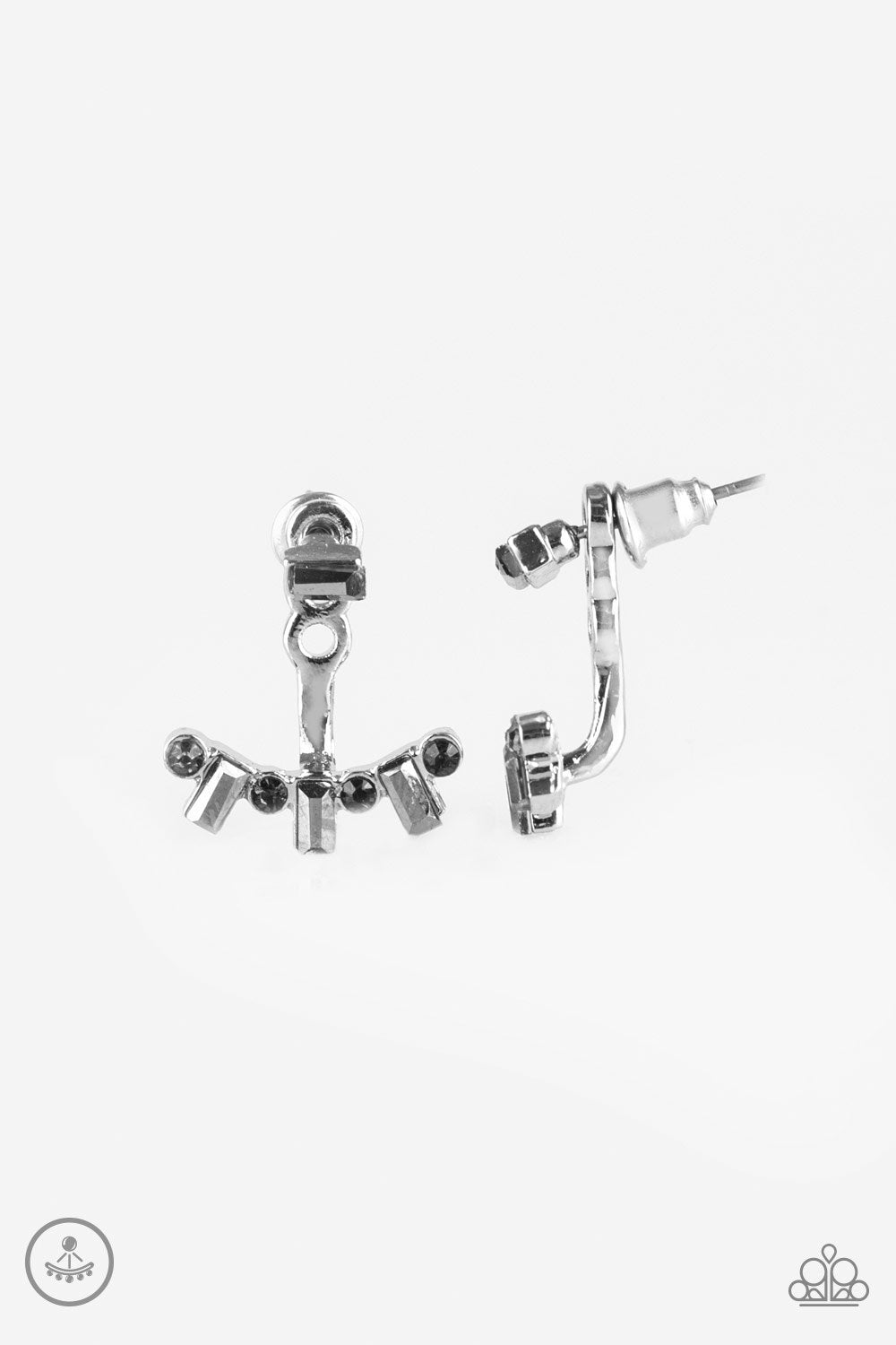 Courageously Cosmo Silver Double-sided Post Earrings - Paparazzi Accessories- lightbox - CarasShop.com - Paparazzi Jewelry by Cara Jewels