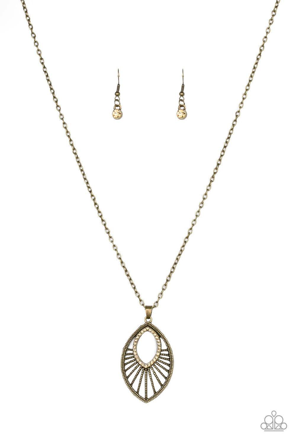 Court Couture Brass Necklace - Paparazzi Accessories- lightbox - CarasShop.com - Paparazzi Jewelry by Cara Jewels