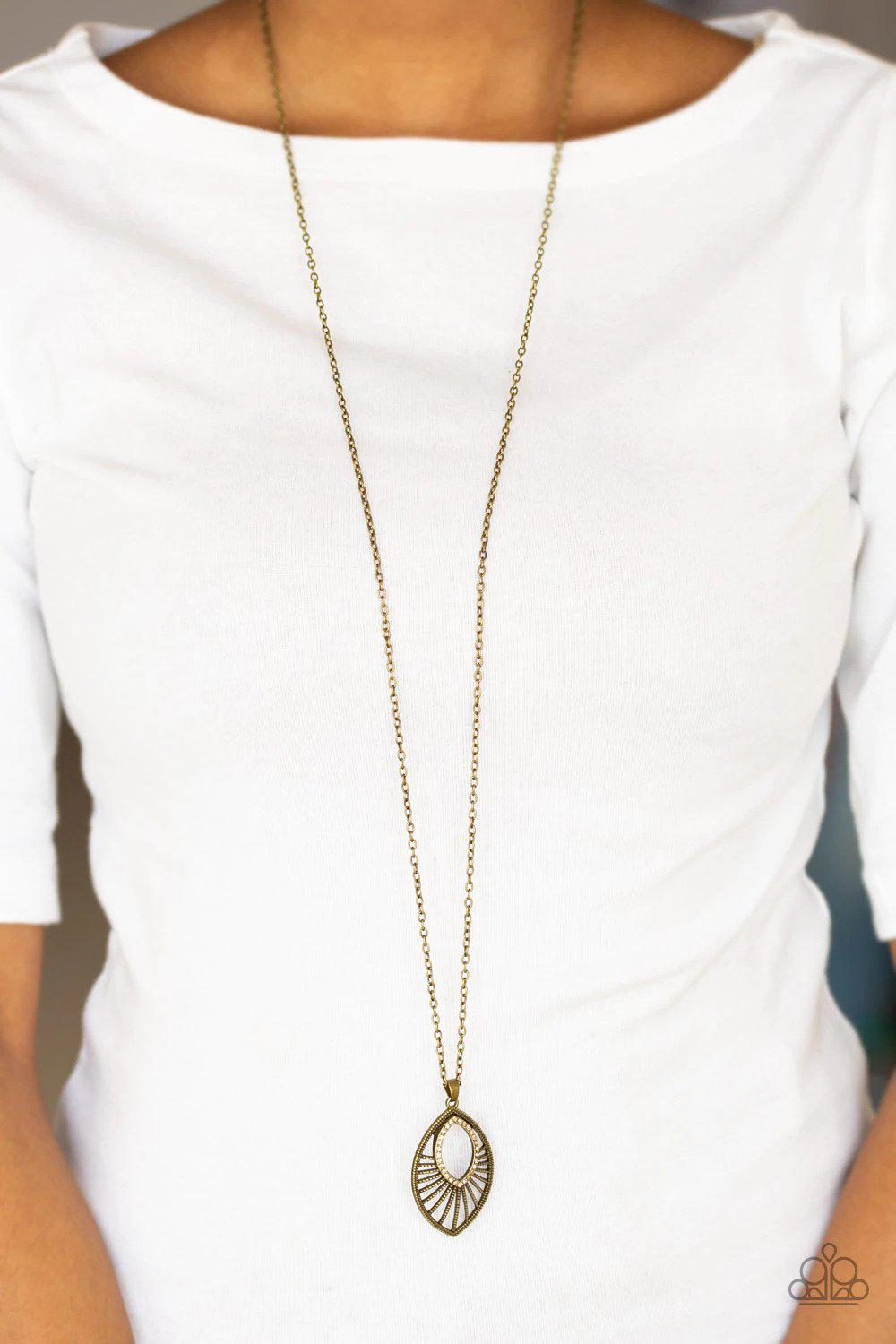 Court Couture Brass Necklace - Paparazzi Accessories- lightbox - CarasShop.com - Paparazzi Jewelry by Cara Jewels