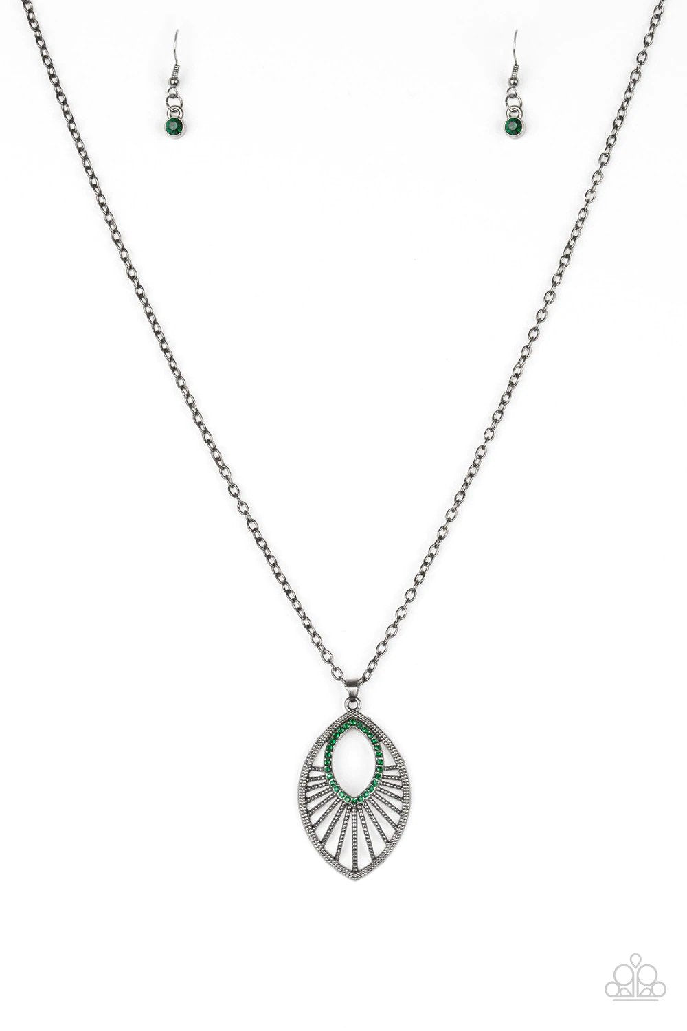 Court Couture Green Necklace - Paparazzi Accessories- lightbox - CarasShop.com - Paparazzi Jewelry by Cara Jewels