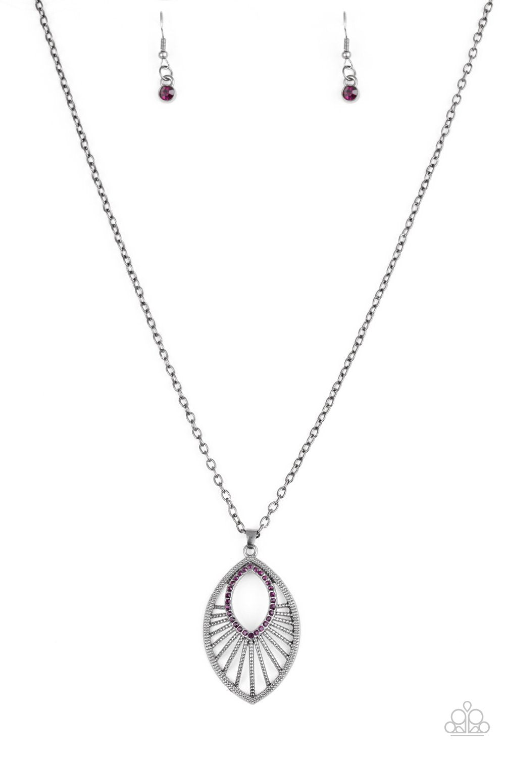 Court Couture Purple and Gunmetal Necklace - Paparazzi Accessories- lightbox - CarasShop.com - Paparazzi Jewelry by Cara Jewels