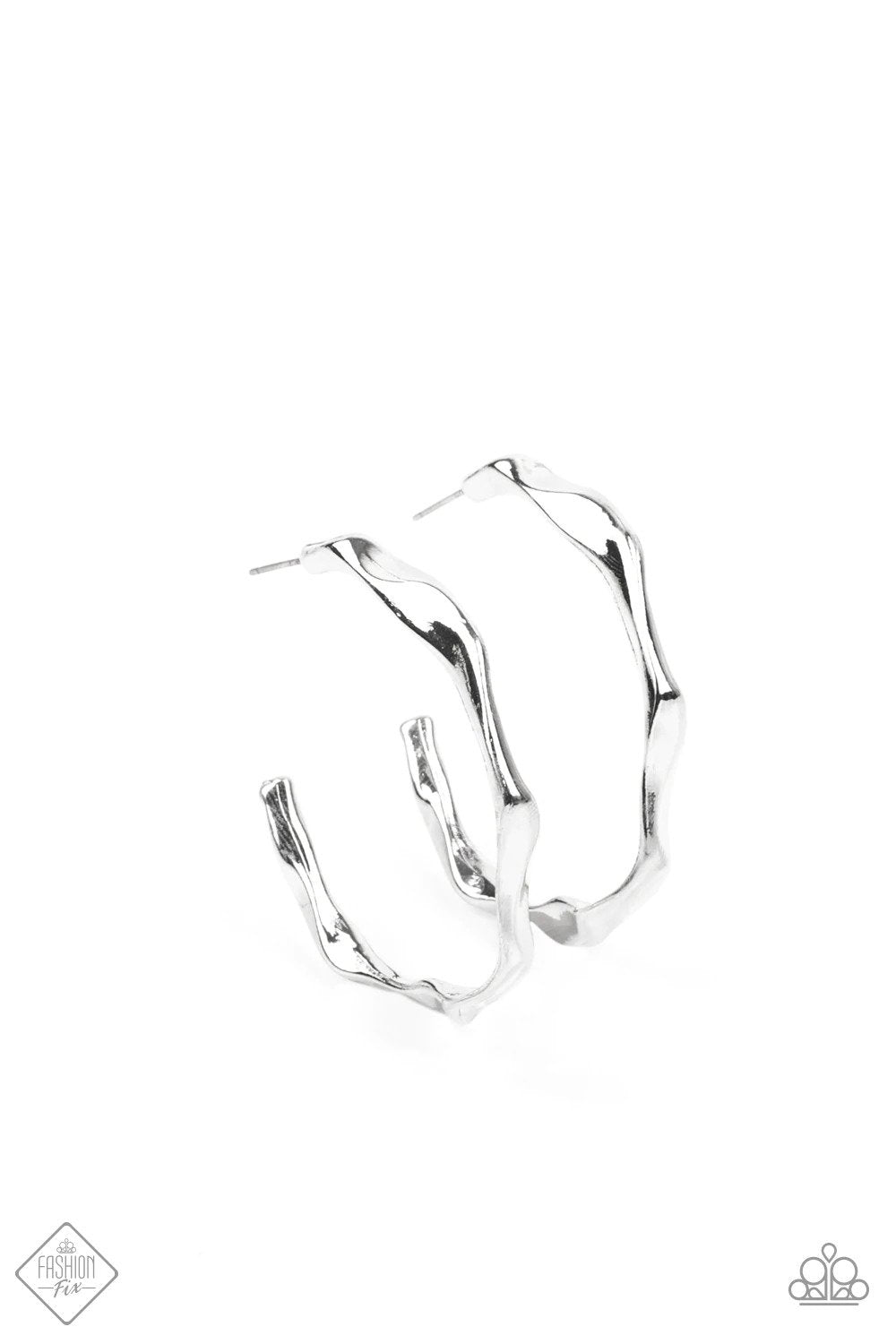 Coveted Curves Silver Hoop Earrings - Paparazzi Accessories- lightbox - CarasShop.com - Paparazzi Jewelry by Cara Jewels