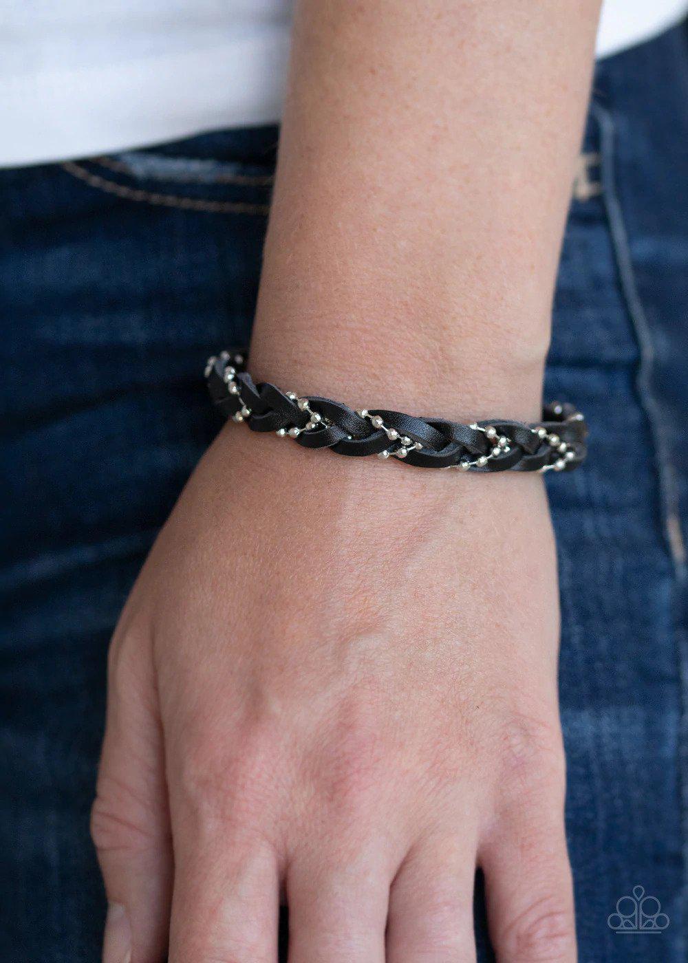 Cowboy Couture Black Urban Bracelet - Paparazzi Accessories- on model - CarasShop.com - Paparazzi Jewelry by Cara Jewels