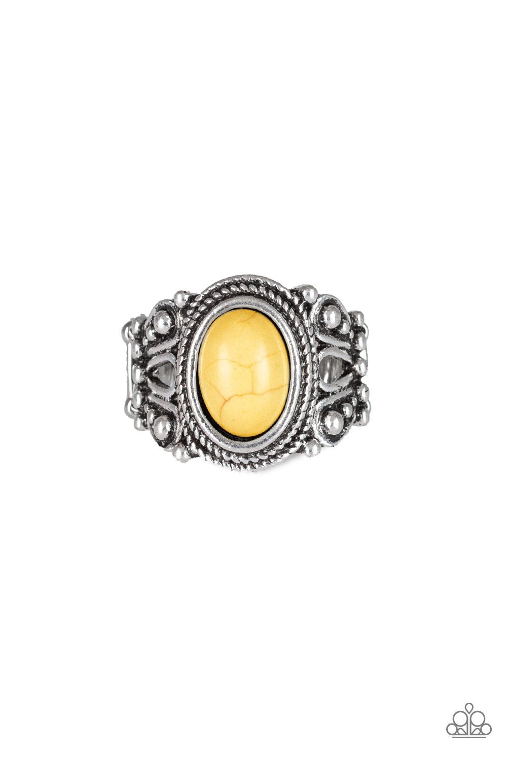 Coyote Canyon Yellow Stone Ring - Paparazzi Accessories- lightbox - CarasShop.com - Paparazzi Jewelry by Cara Jewels