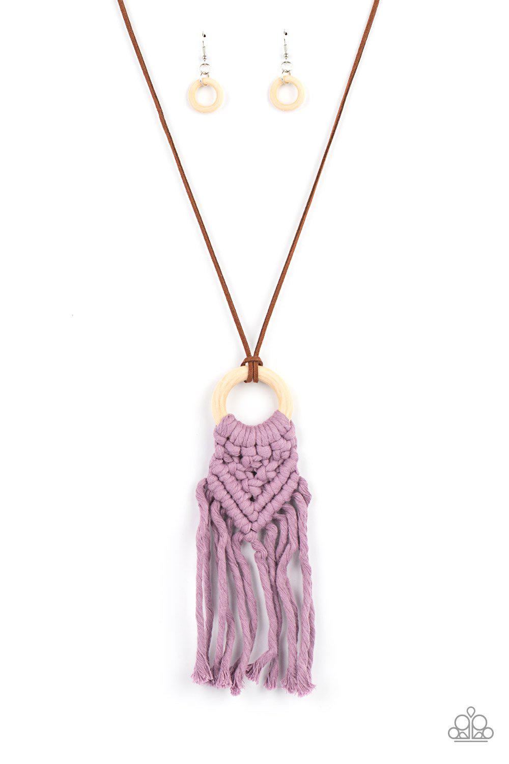 Crafty Couture Purple Macrame Necklace - Paparazzi Accessories- lightbox - CarasShop.com - Paparazzi Jewelry by Cara Jewels