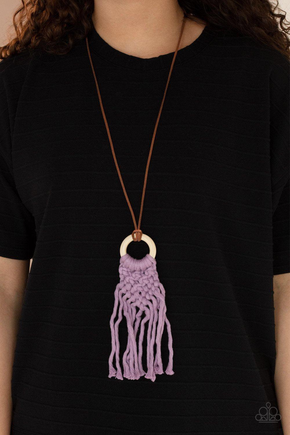 Crafty Couture Purple Macrame Necklace - Paparazzi Accessories- lightbox - CarasShop.com - Paparazzi Jewelry by Cara Jewels