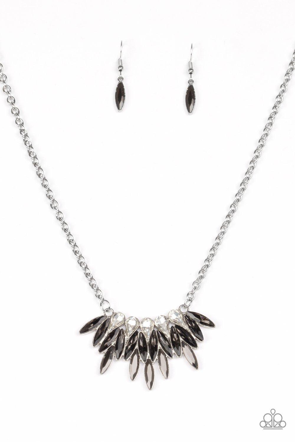 Crown Couture Silver and Hematite Necklace - Paparazzi Accessories- lightbox - CarasShop.com - Paparazzi Jewelry by Cara Jewels