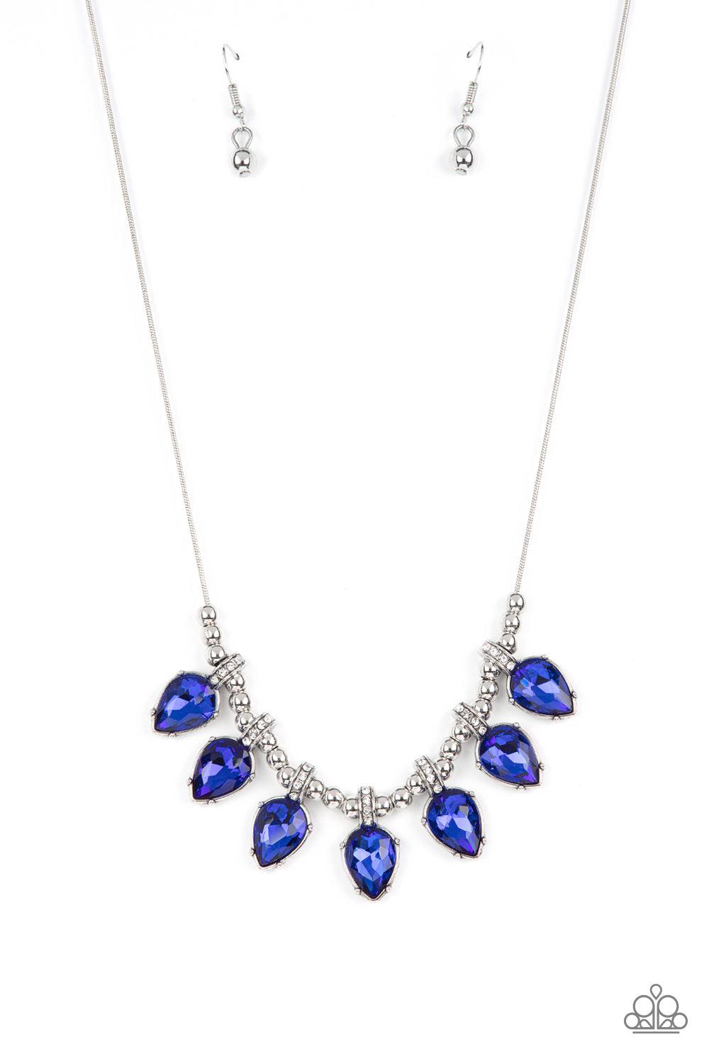Crown Jewel Couture Blue Rhinestone Necklace - Paparazzi Accessories- lightbox - CarasShop.com - Paparazzi Jewelry by Cara Jewels