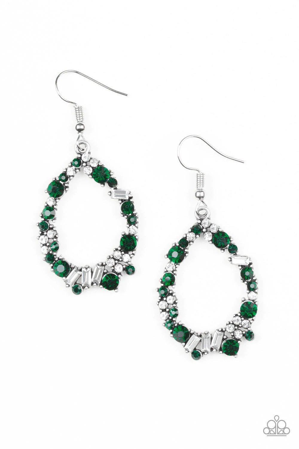 Crushing Couture Green Earrings - Paparazzi Accessories- lightbox - CarasShop.com - Paparazzi Jewelry by Cara Jewels