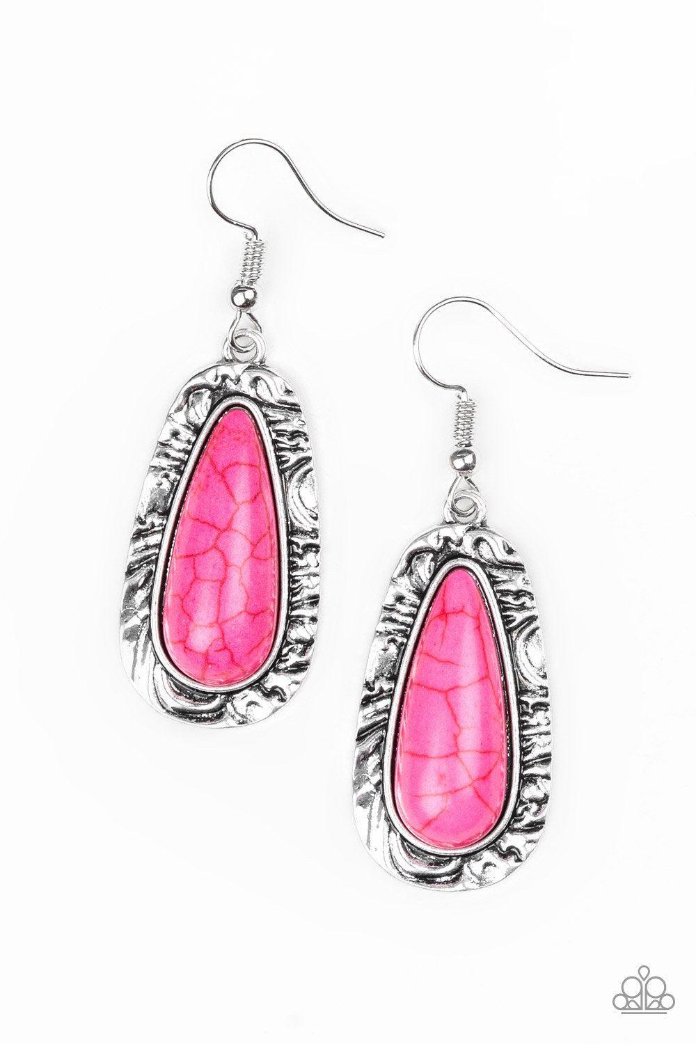 Cruzin' Colorado Pink Stone Earrings - Paparazzi Accessories- lightbox - CarasShop.com - Paparazzi Jewelry by Cara Jewels