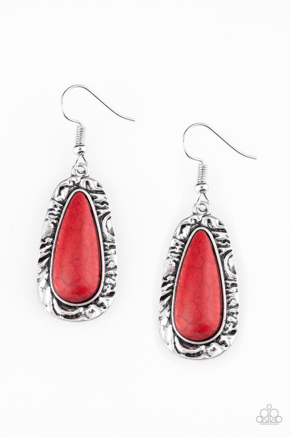 Cruzin' Colorado Red Stone Earrings - Paparazzi Accessories- lightbox - CarasShop.com - Paparazzi Jewelry by Cara Jewels