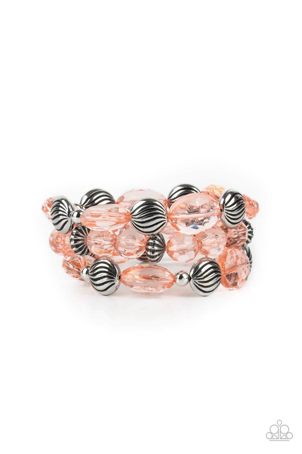 Crystal Charisma Coral & Silver Bracelet - Paparazzi Accessories- lightbox - CarasShop.com - Paparazzi Jewelry by Cara Jewels