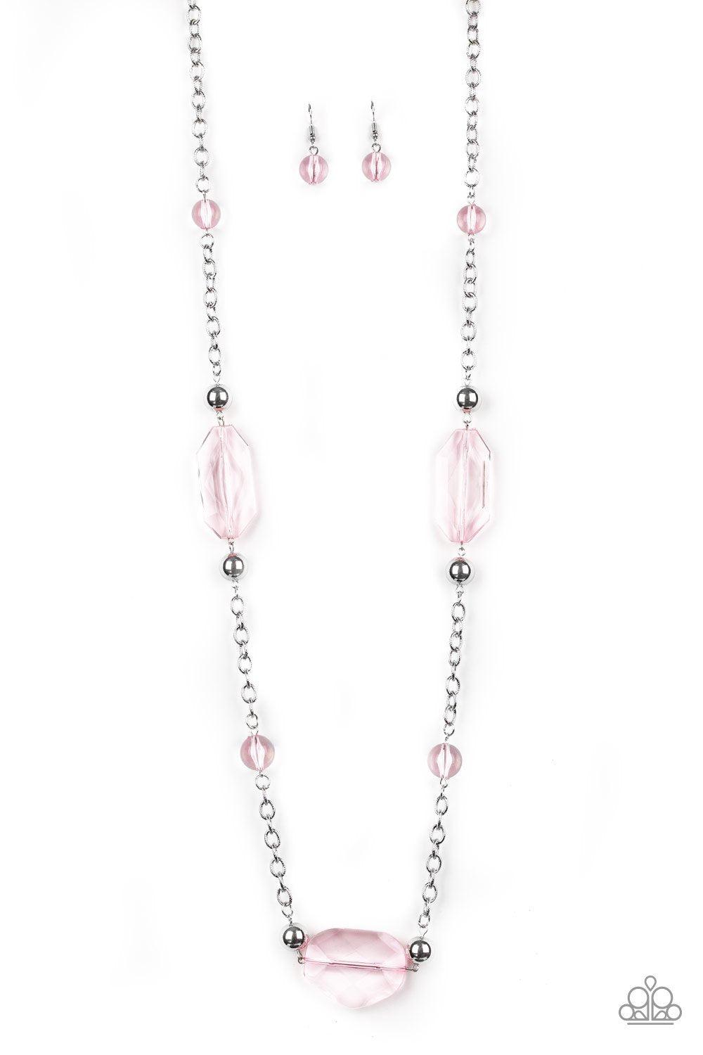 Crystal Charm Pink Necklace - Paparazzi Accessories- lightbox - CarasShop.com - Paparazzi Jewelry by Cara Jewels
