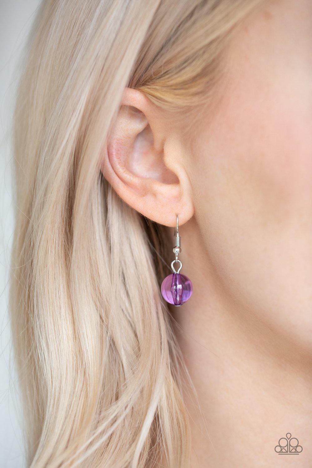 Crystal Charm Purple Necklace - Paparazzi Accessories - free matching earrings -CarasShop.com - Paparazzi Jewelry by Cara Jewels