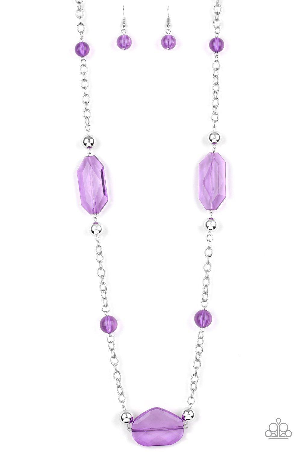 Crystal Charm Purple Necklace - Paparazzi Accessories- lightbox - CarasShop.com - Paparazzi Jewelry by Cara Jewels