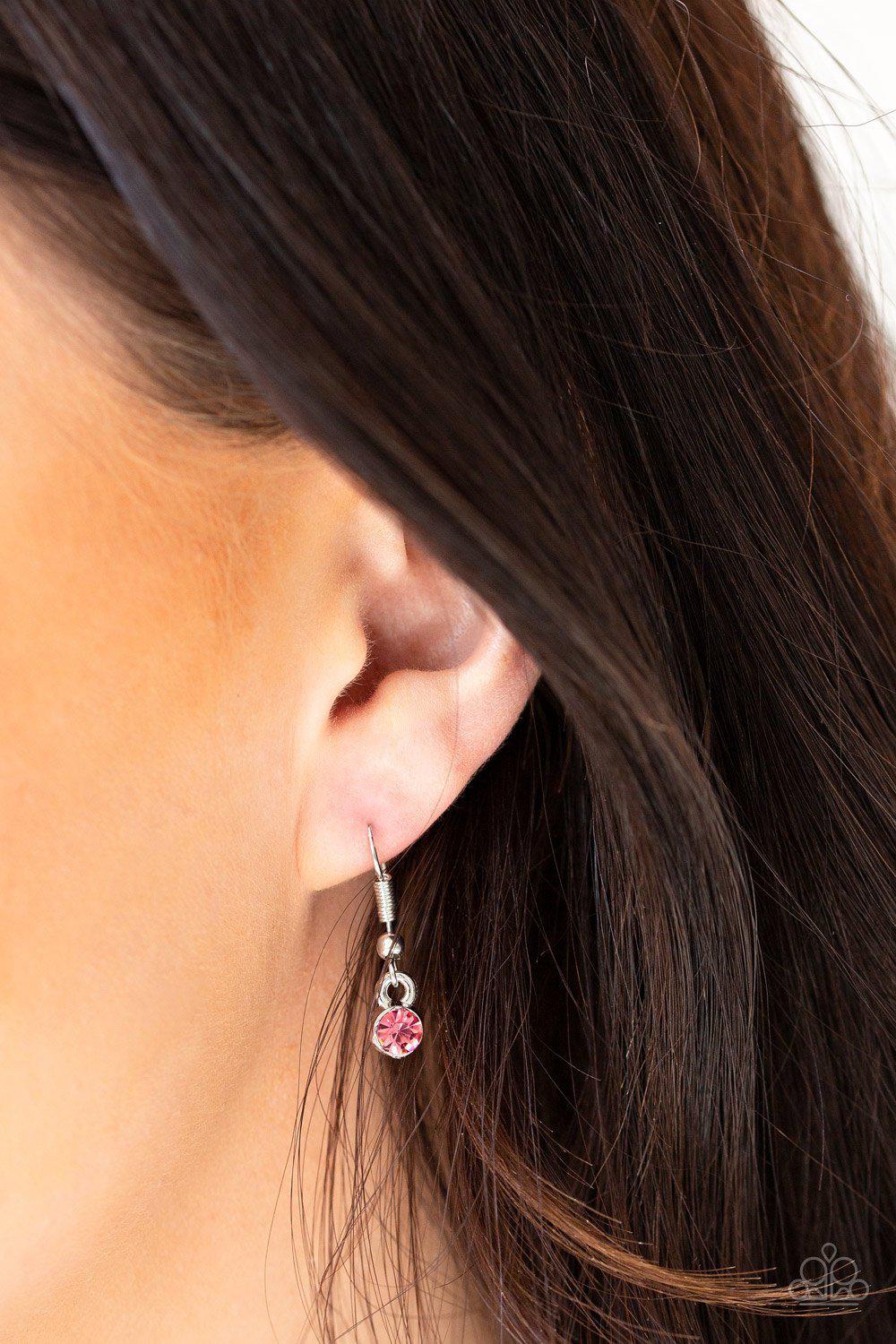 Crystal Chic Pink and White Layered Necklace - Paparazzi Accessories - free matching earrings -CarasShop.com - Paparazzi Jewelry by Cara Jewels