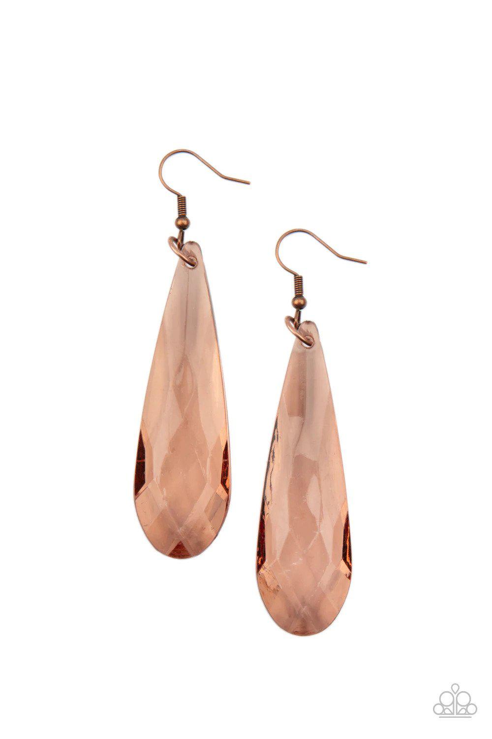 Crystal Crowns Copper Earrings - Paparazzi Accessories- lightbox - CarasShop.com - Paparazzi Jewelry by Cara Jewels