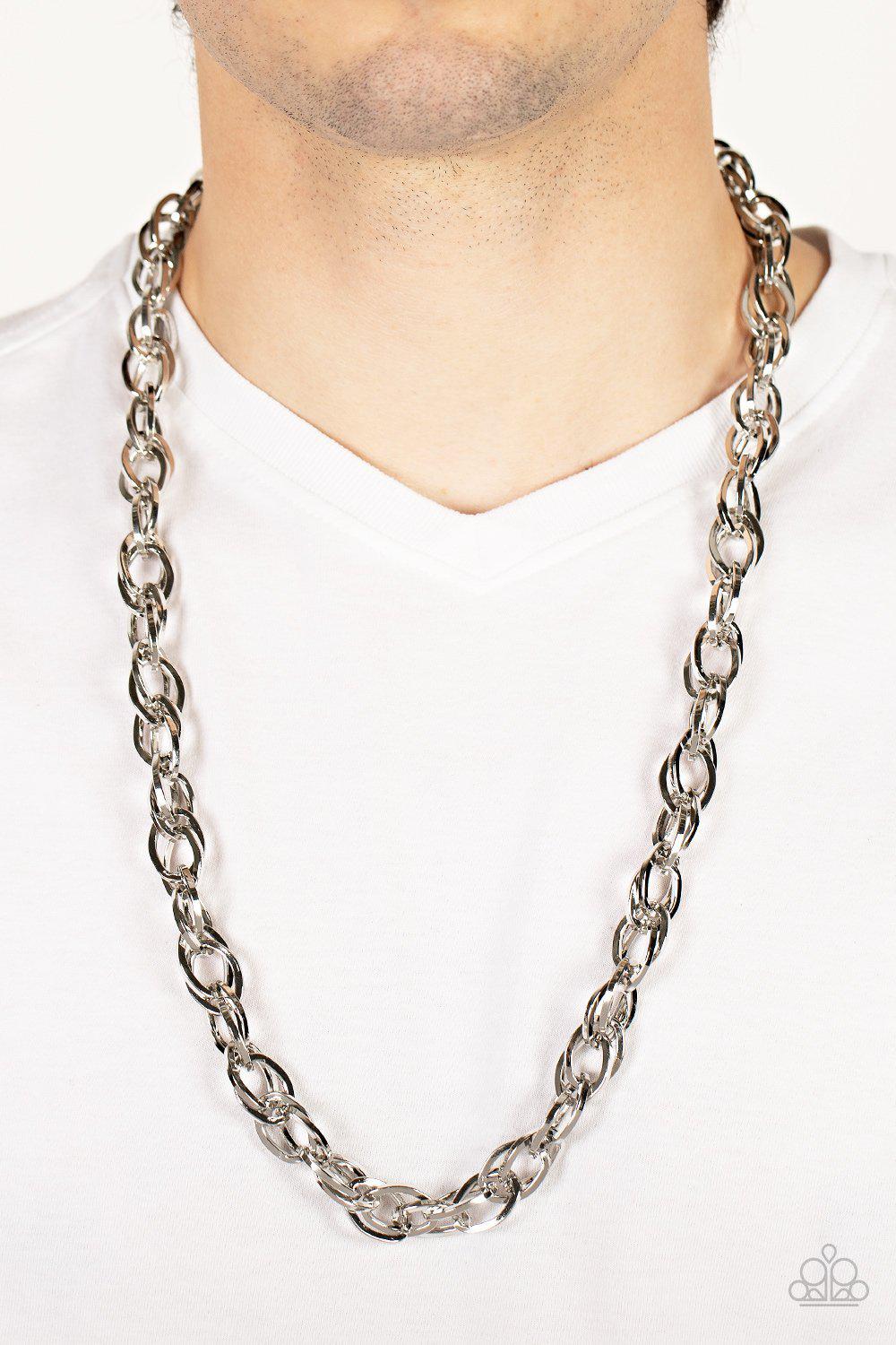 Custom Couture Men's Silver Necklace - Paparazzi Accessories- lightbox - CarasShop.com - Paparazzi Jewelry by Cara Jewels