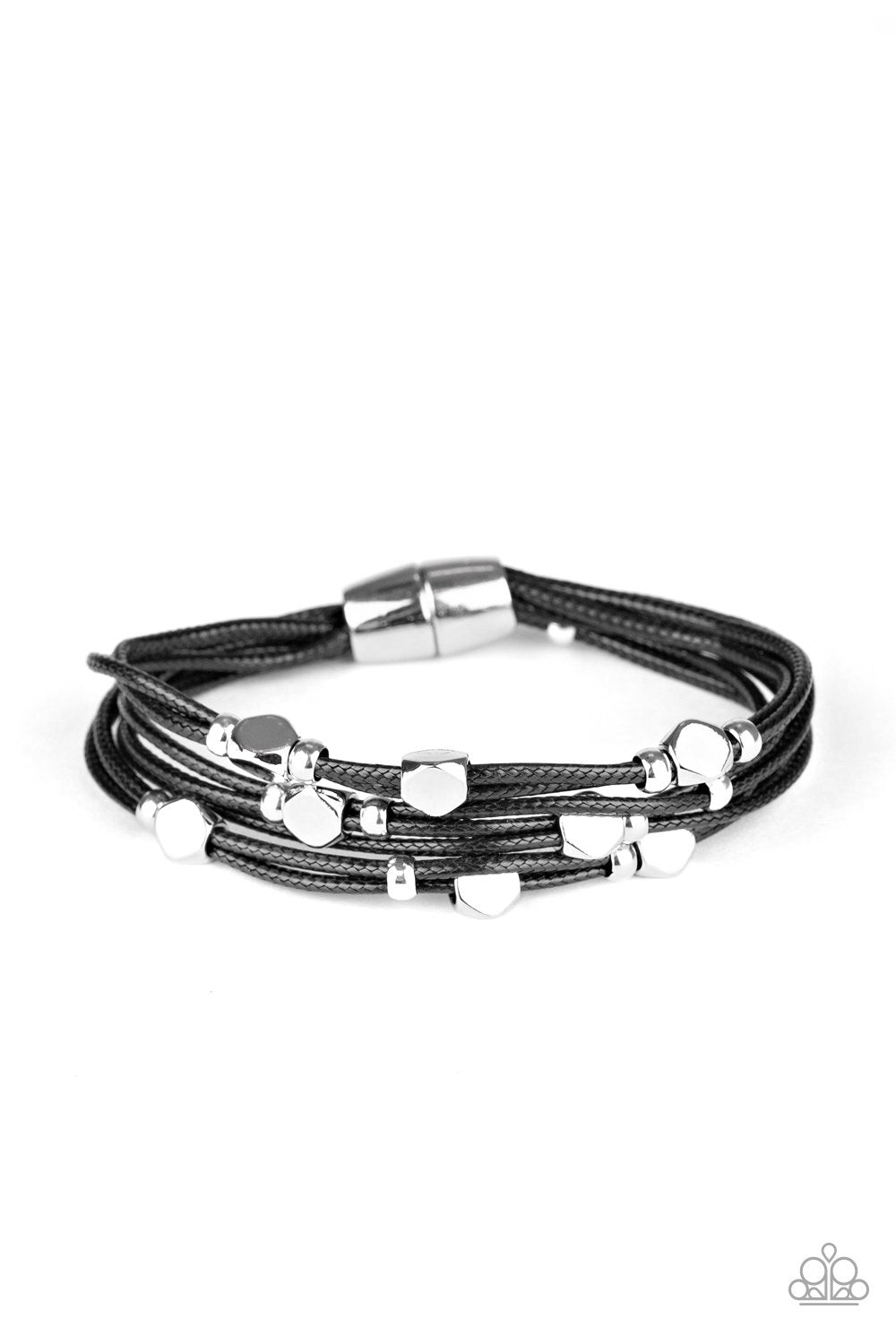 Cut The Cord Black and Silver Bracelet - Paparazzi Accessories- lightbox - CarasShop.com - Paparazzi Jewelry by Cara Jewels