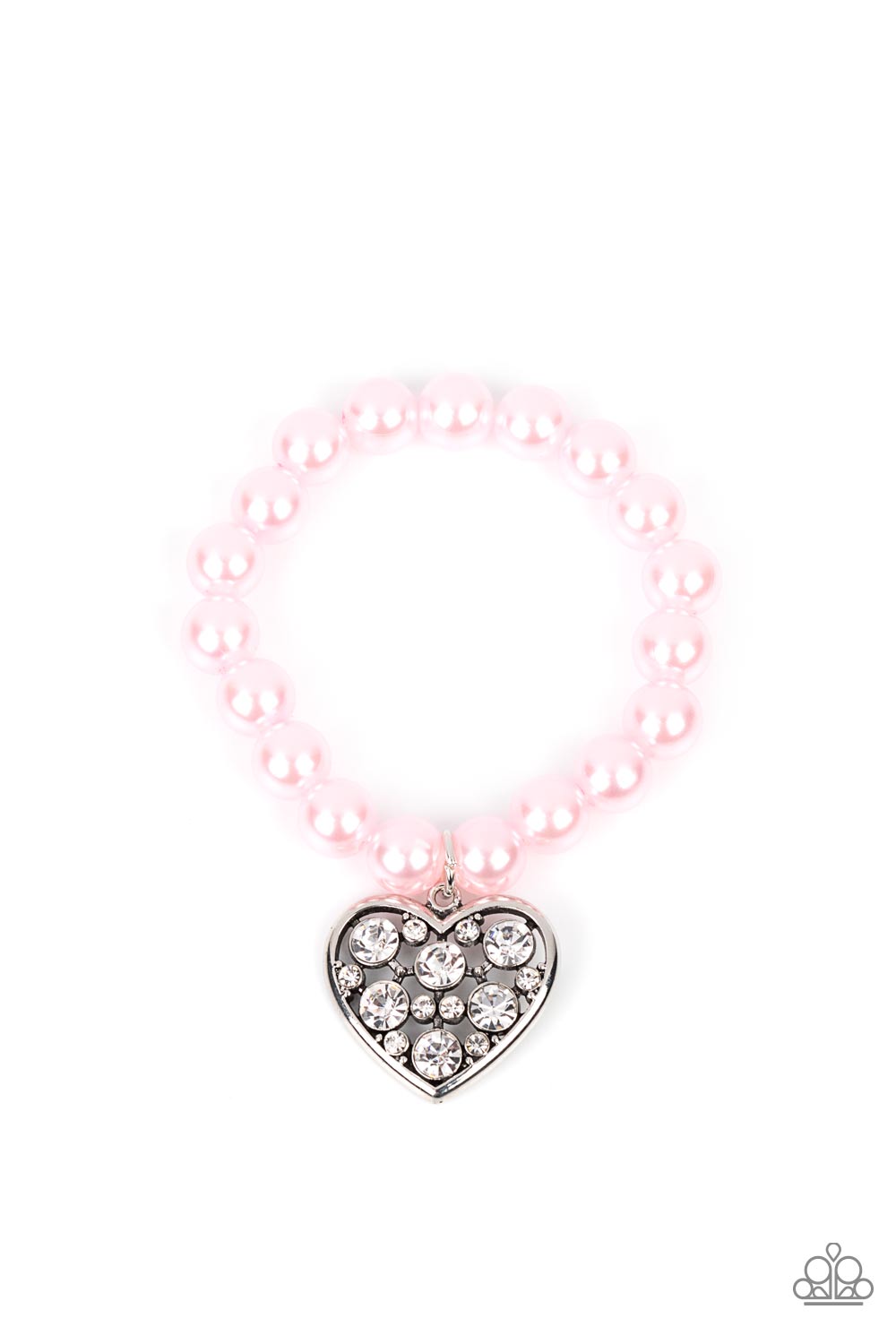 Cutely Crushing Pink Pearl and Heart Bracelet - Paparazzi Accessories- lightbox - CarasShop.com - Paparazzi Jewelry by Cara Jewels