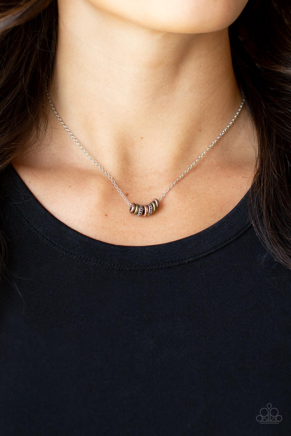 Dainty Dalliance Multi Copper Brass Necklace - Paparazzi Accessories- lightbox - CarasShop.com - Paparazzi Jewelry by Cara Jewels
