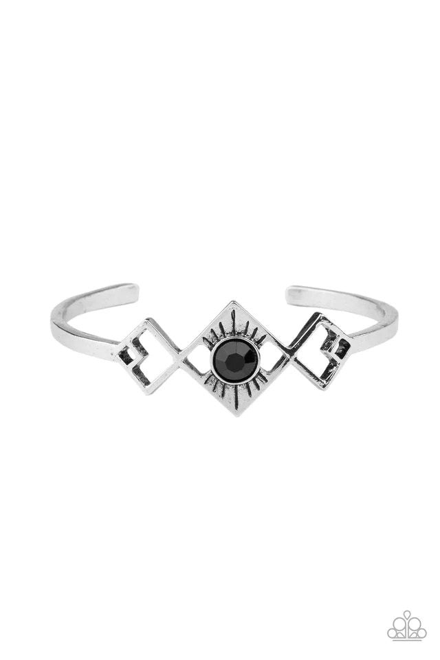 Dainty Deco Black Cuff Bracelet - Paparazzi Accessories- lightbox - CarasShop.com - Paparazzi Jewelry by Cara Jewels