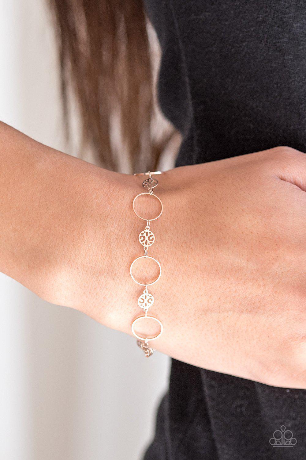 Dainty Delicacy Rose Gold Bracelet - Paparazzi Accessories- on model - CarasShop.com - Paparazzi Jewelry by Cara Jewels