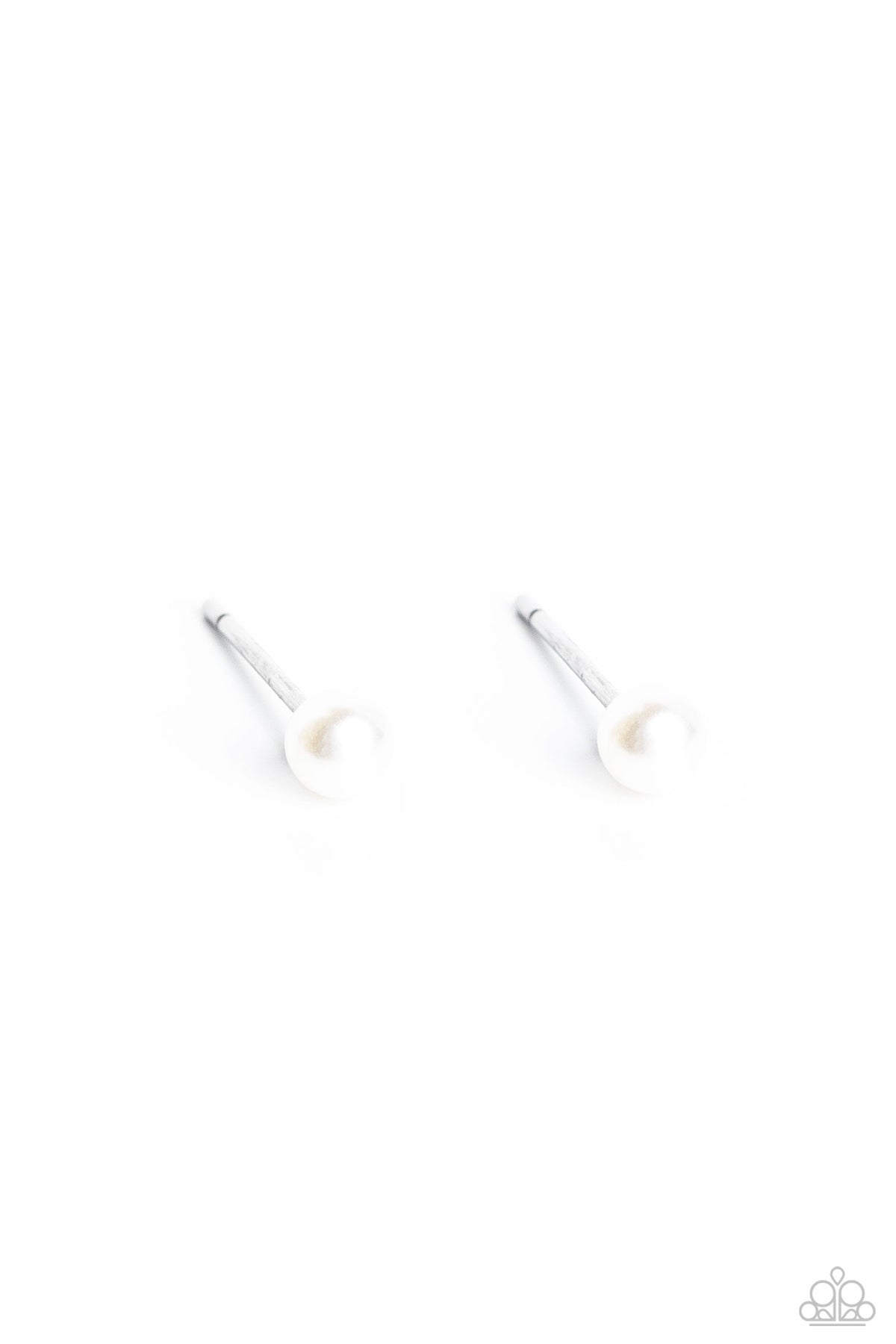 Dainty Details White Pearl Stud Earrings - Paparazzi Accessories- lightbox - CarasShop.com - Paparazzi Jewelry by Cara Jewels