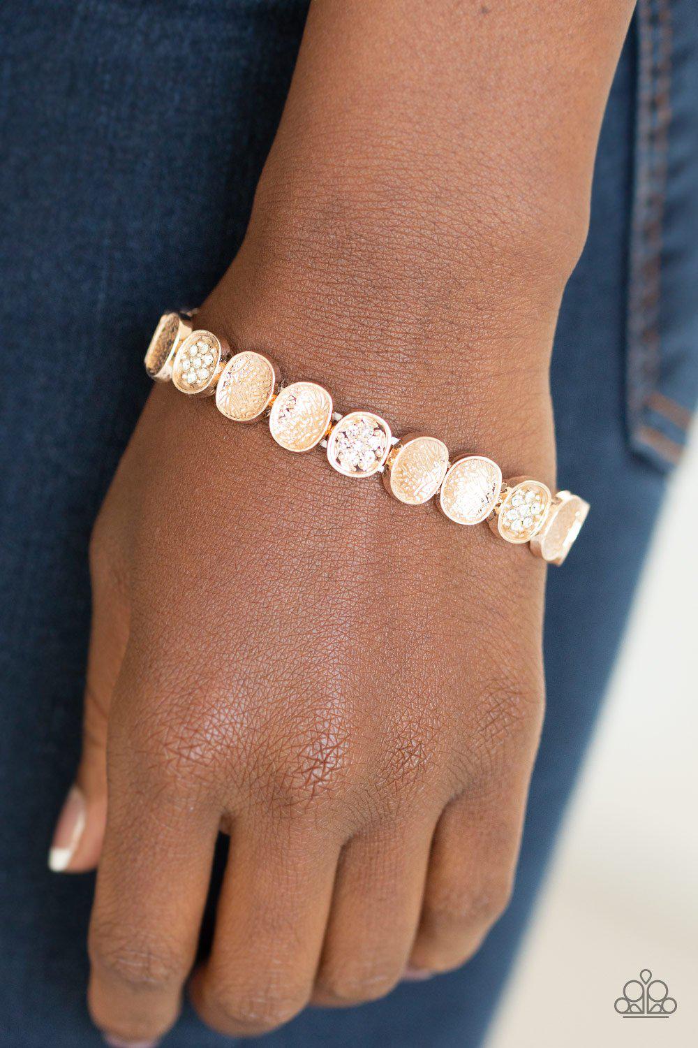 Dainty Queen Rose Gold Bracelet - Paparazzi Accessories- on model - CarasShop.com - Paparazzi Jewelry by Cara Jewels