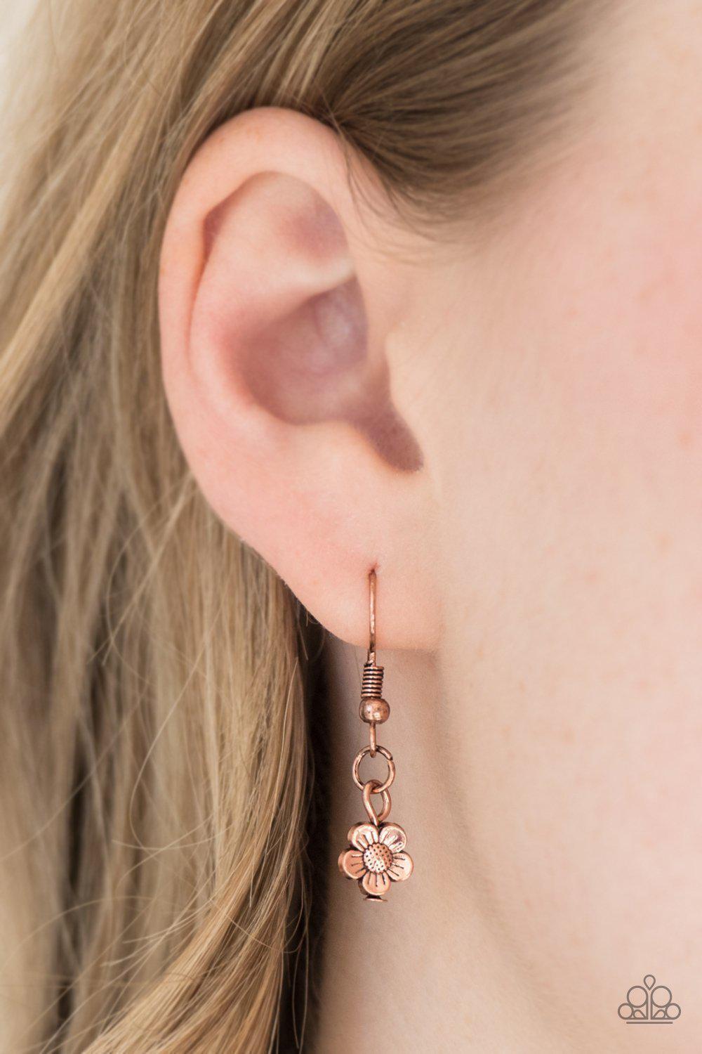 Daisy Do-Si-Do Copper Flower Necklace - Paparazzi Accessories - free matching earrings -CarasShop.com - Paparazzi Jewelry by Cara Jewels