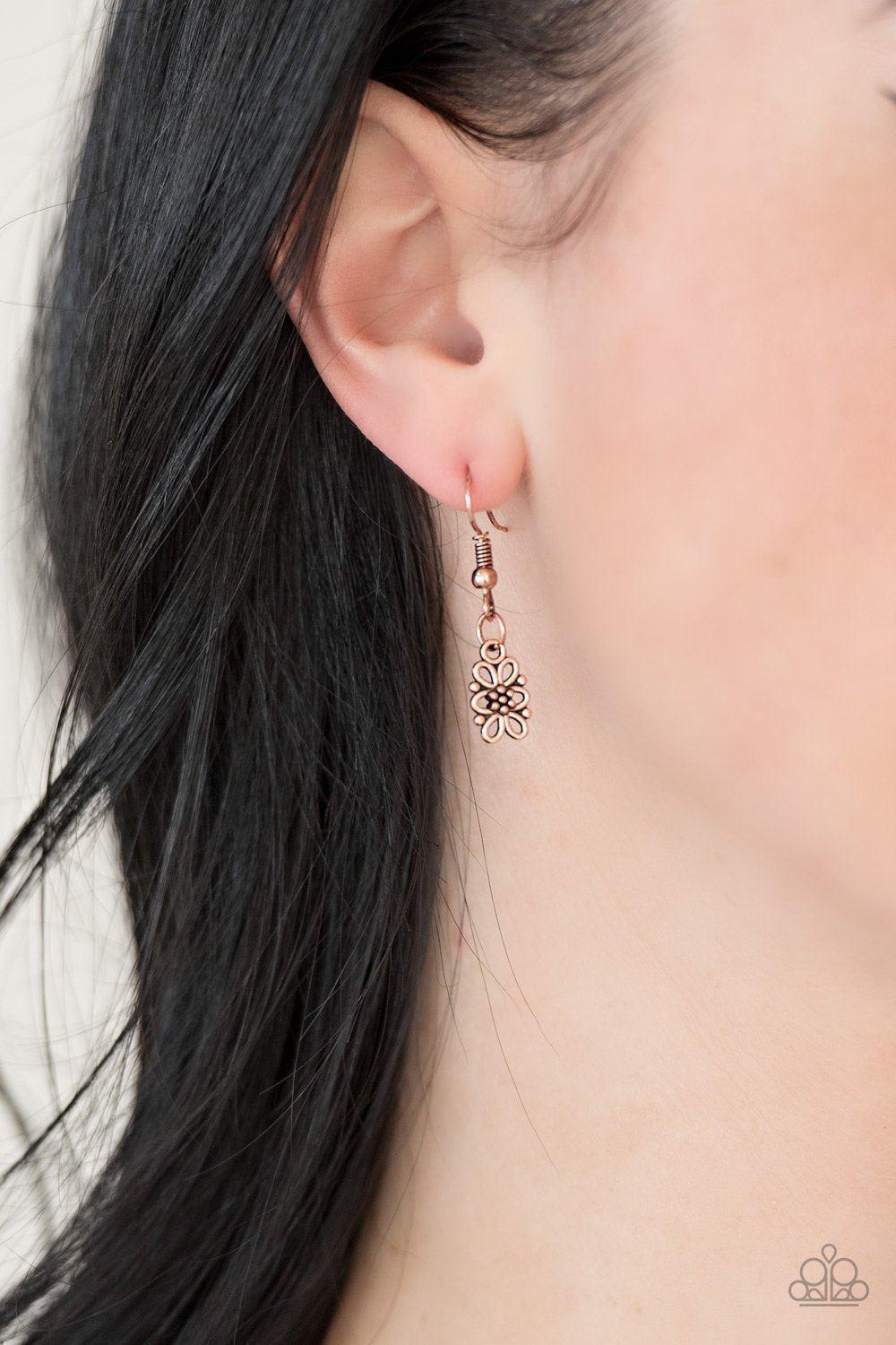 Daisy Dream Copper Flower Necklace - Paparazzi Accessories - free matching earrings -CarasShop.com - Paparazzi Jewelry by Cara Jewels