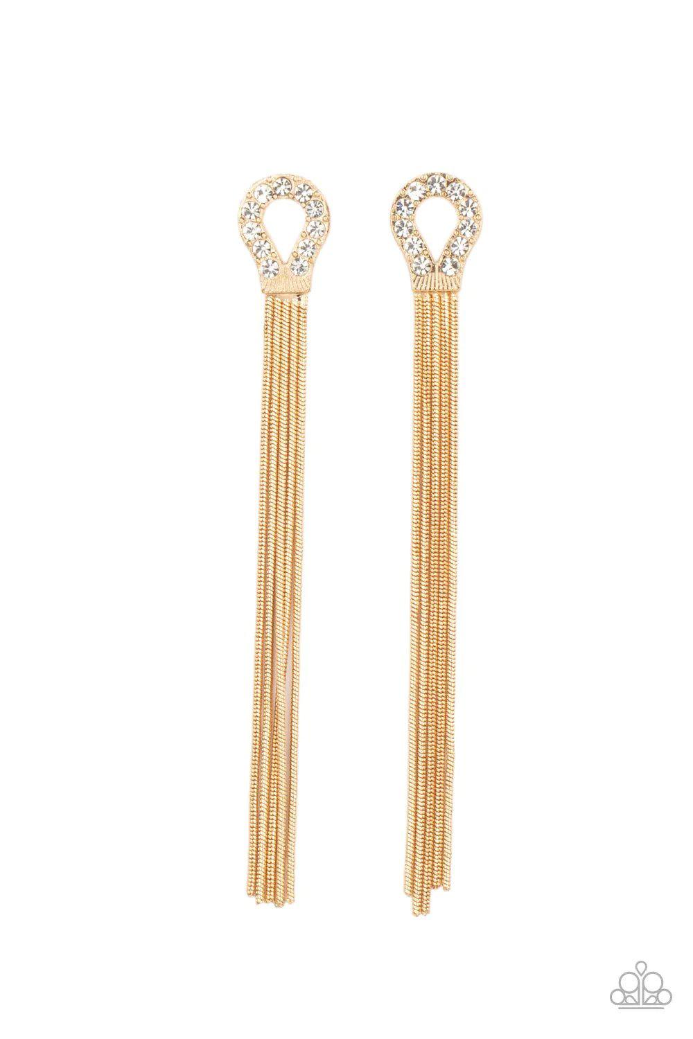 Dallas Debutante Gold Earrings - Paparazzi Accessories- lightbox - CarasShop.com - Paparazzi Jewelry by Cara Jewels