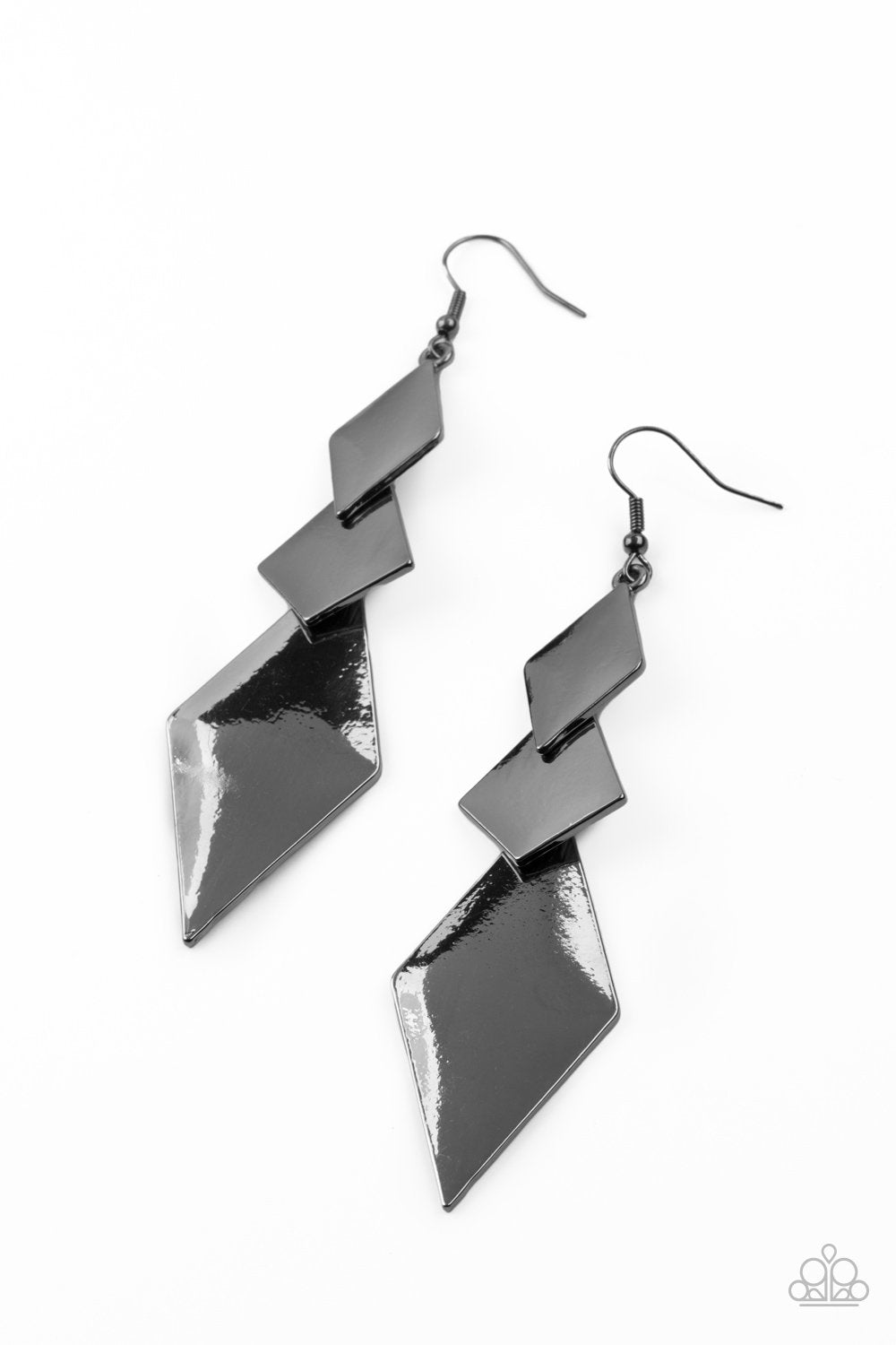 Danger Ahead Gunmetal Black Earrings - Paparazzi Accessories- lightbox - CarasShop.com - Paparazzi Jewelry by Cara Jewels