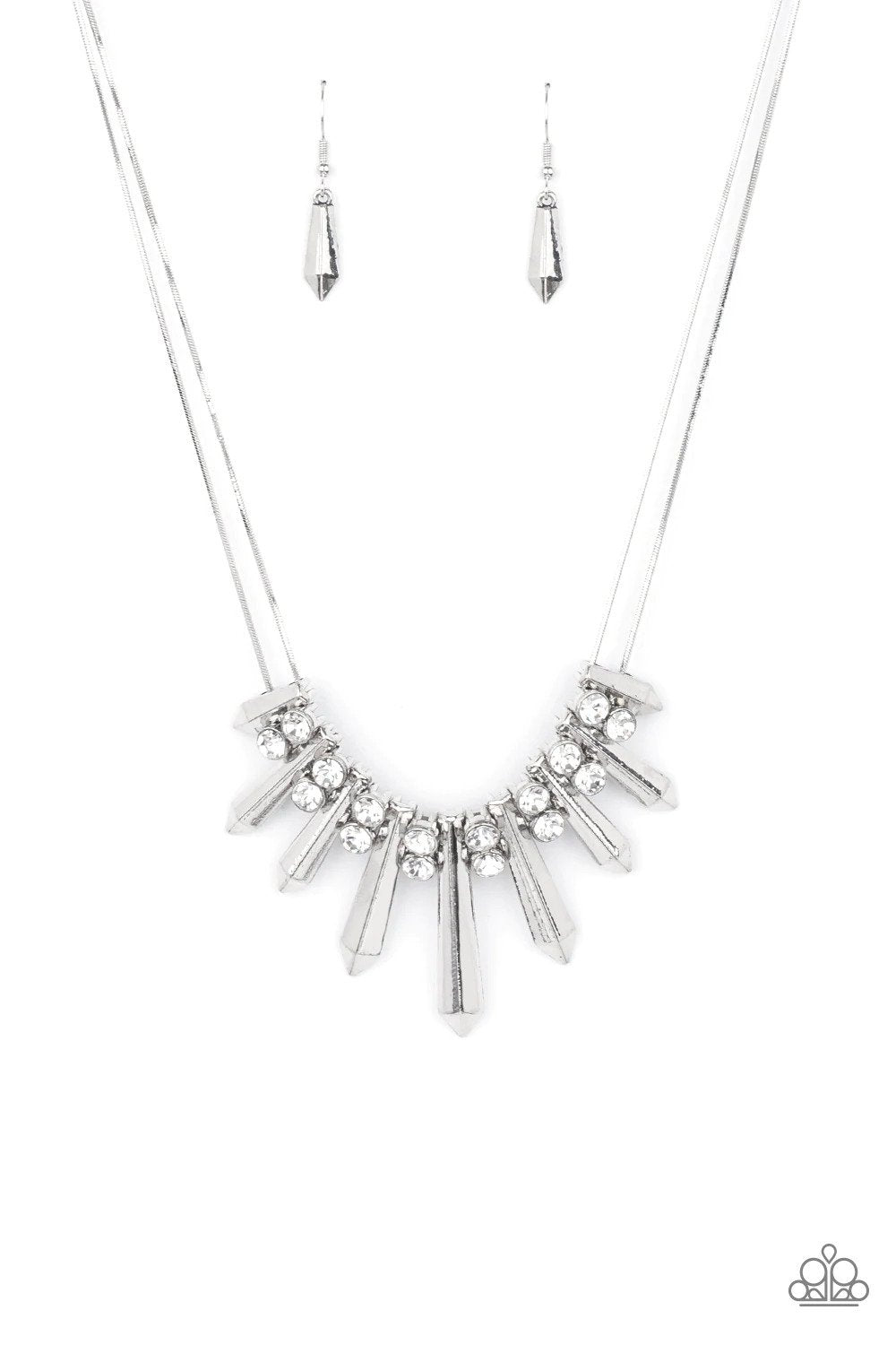 Dangerous Dazzle White Necklace - Paparazzi Accessories- lightbox - CarasShop.com - Paparazzi Jewelry by Cara Jewels