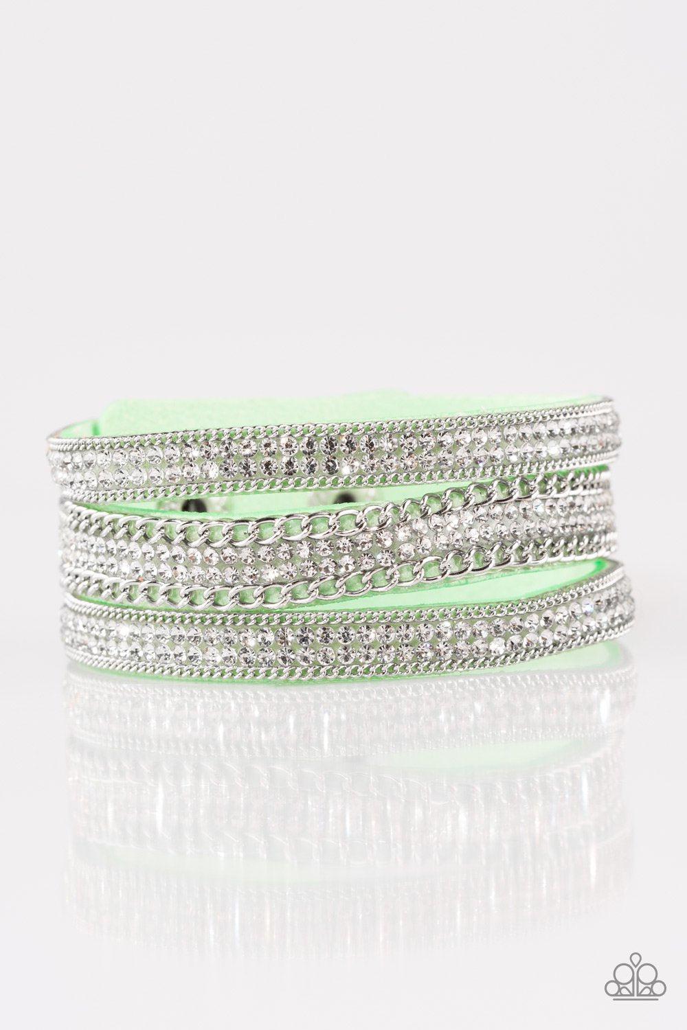 Dangerously Drama Queen Green Urban Wrap Snap Bracelet - Paparazzi Accessories- lightbox - CarasShop.com - Paparazzi Jewelry by Cara Jewels