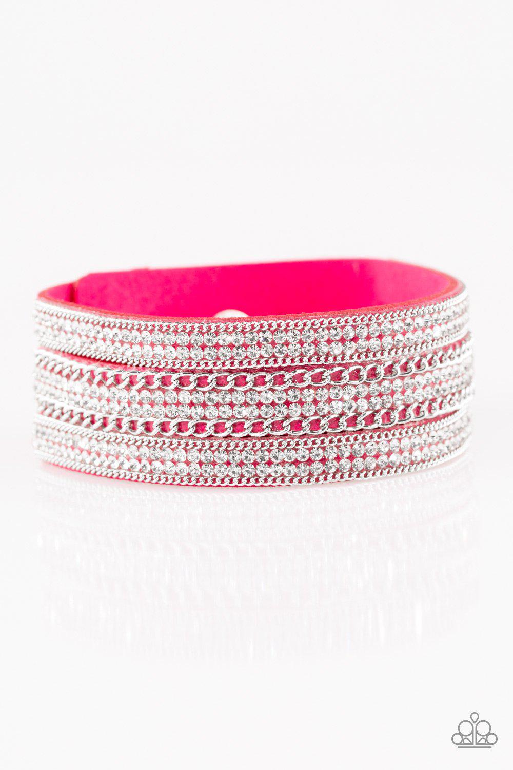 Dangerously Drama Queen Hot Pink Urban Wrap Snap Bracelet - Paparazzi Accessories- lightbox - CarasShop.com - Paparazzi Jewelry by Cara Jewels