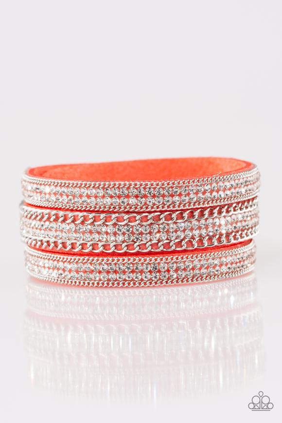 Dangerously Drama Queen Orange Urban Wrap Snap Bracelet - Paparazzi Accessories- lightbox - CarasShop.com - Paparazzi Jewelry by Cara Jewels
