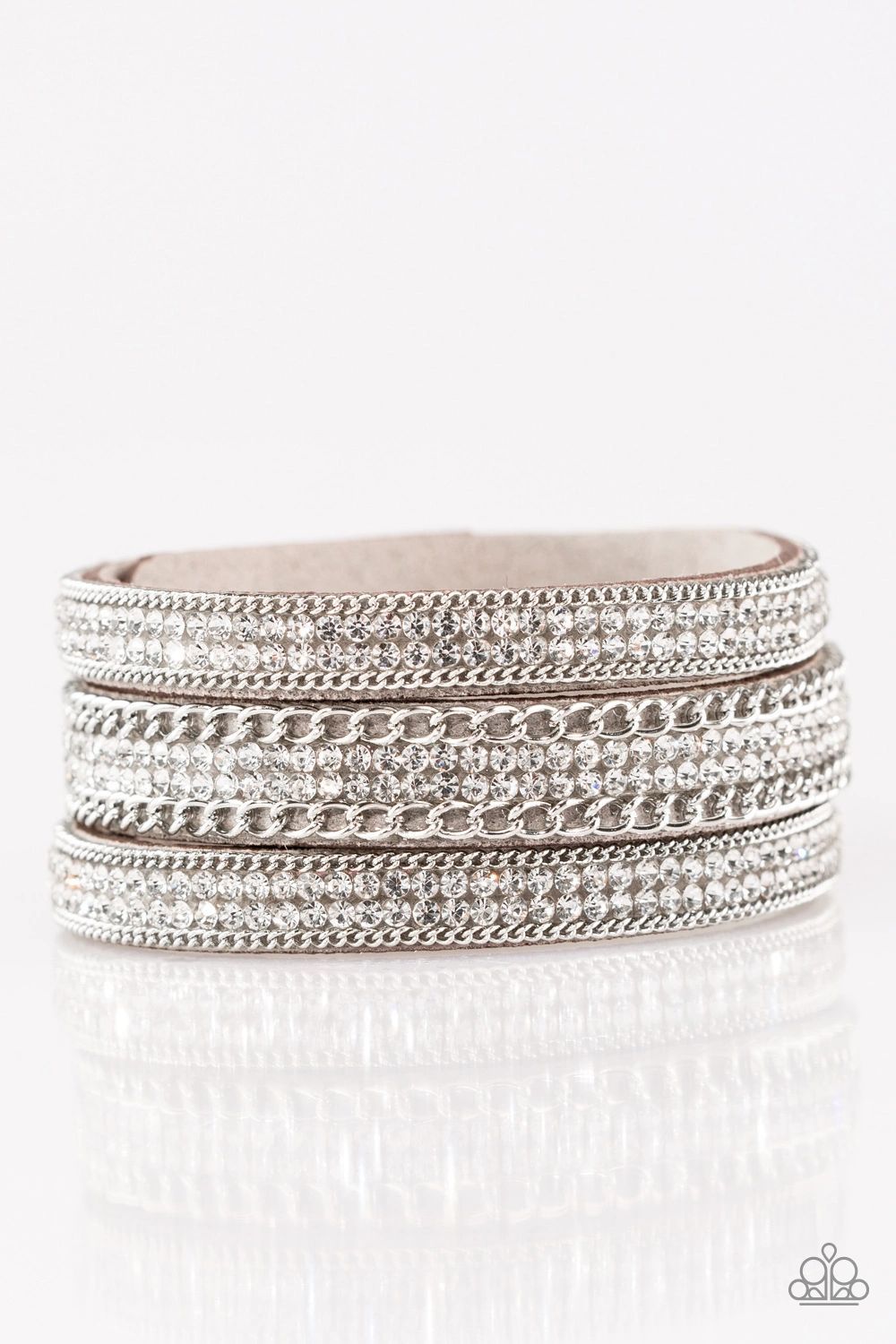 Dangerously Drama Queen Silver Wrap Snap Bracelet - Paparazzi Accessories- lightbox - CarasShop.com - Paparazzi Jewelry by Cara Jewels