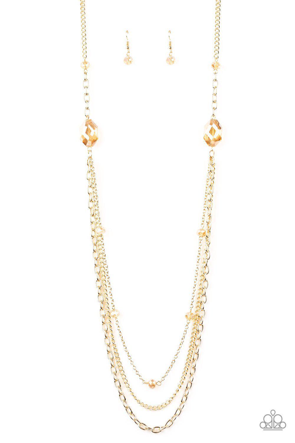 Dare to Dazzle Gold Necklace - Paparazzi Accessories- lightbox - CarasShop.com - Paparazzi Jewelry by Cara Jewels