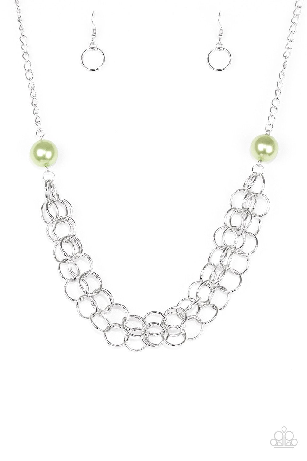 Daring Diva Green and Silver Necklace - Paparazzi Accessories- lightbox - CarasShop.com - Paparazzi Jewelry by Cara Jewels