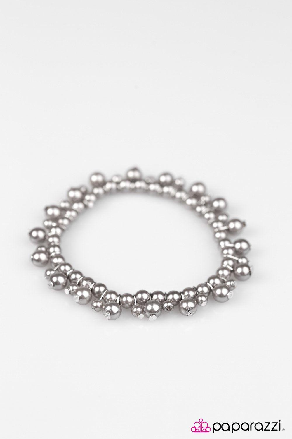 Date With Divine Silver Pearl Bracelet - Paparazzi Accessories- lightbox - CarasShop.com - Paparazzi Jewelry by Cara Jewels