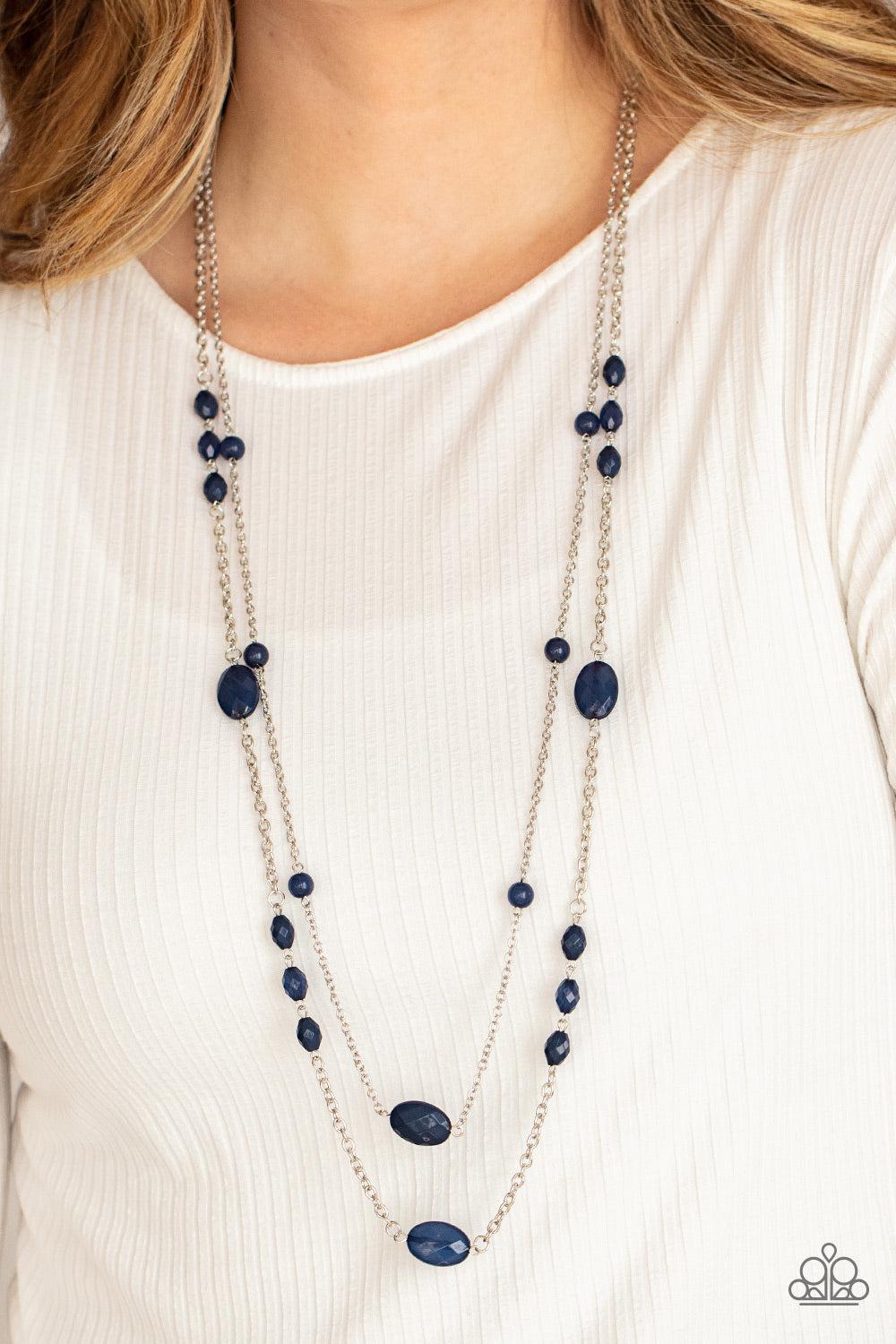 Day Trip Delights Blue Necklace - Paparazzi Accessories- on model - CarasShop.com - Paparazzi Jewelry by Cara Jewels