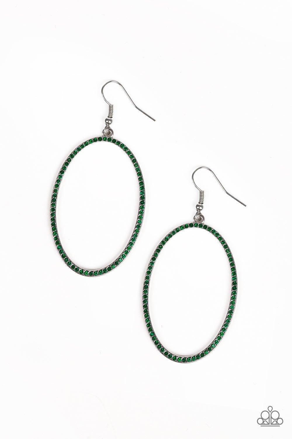 Dazzle On Demand Green Gem Earrings - Paparazzi Accessories- lightbox - CarasShop.com - Paparazzi Jewelry by Cara Jewels