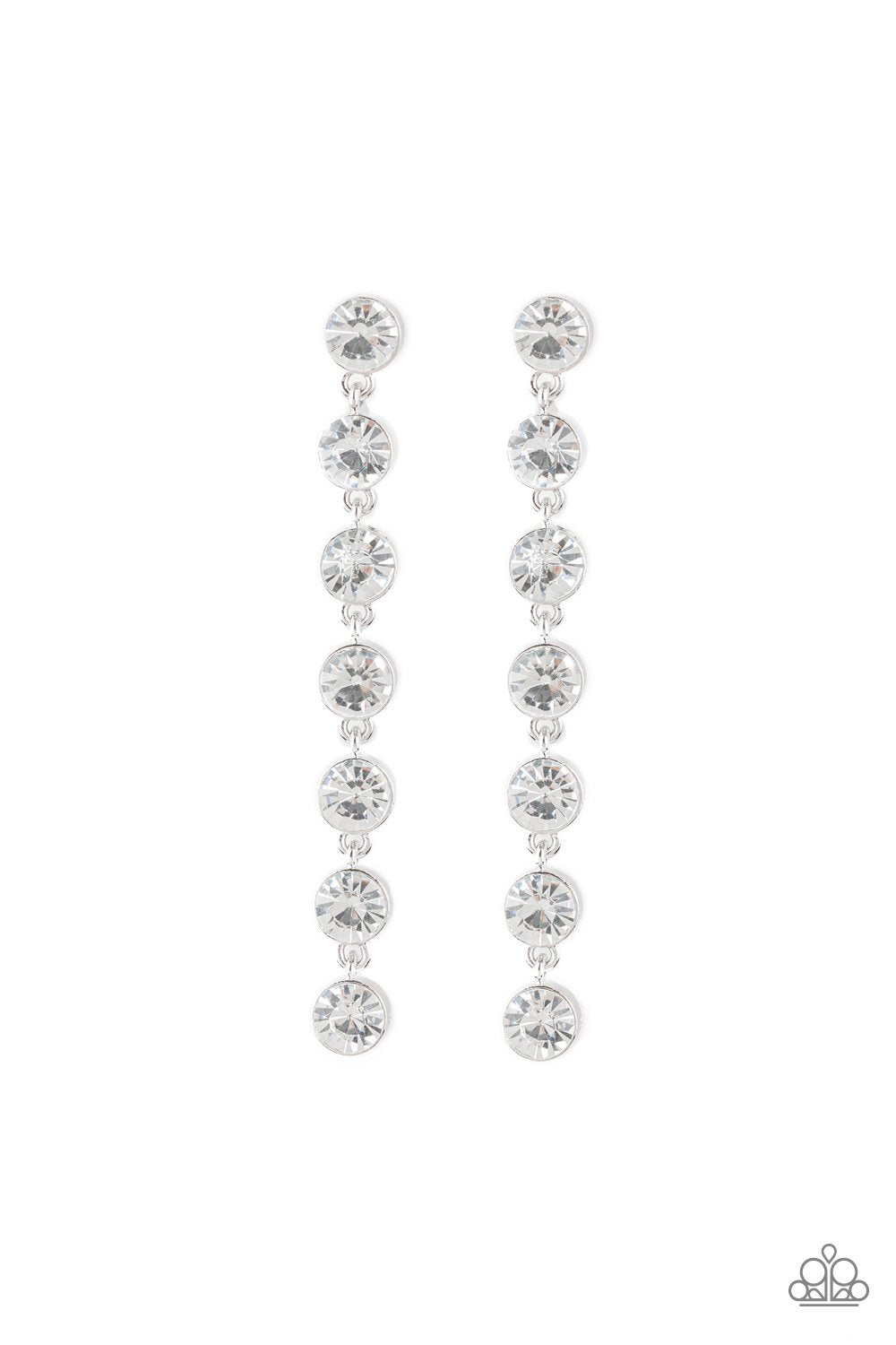 Dazzling Debonair White Rhinestone Earrings - Paparazzi Accessories- lightbox - CarasShop.com - Paparazzi Jewelry by Cara Jewels