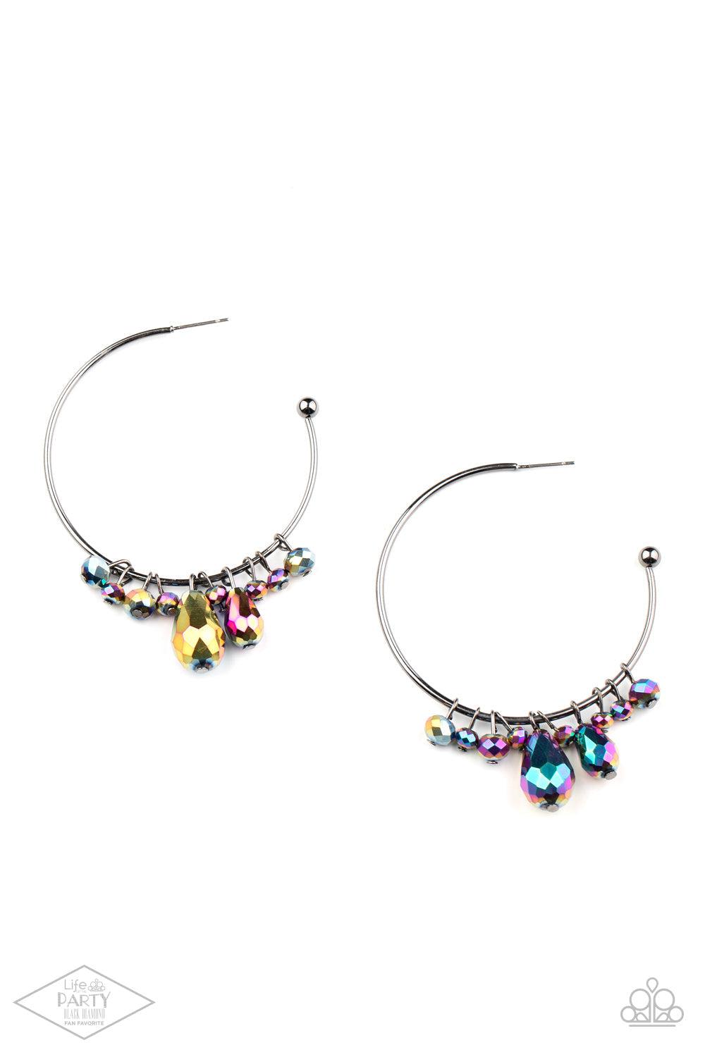 Dazzling Downpour Multi Oil Spill Hoop Earrings - Paparazzi Accessories- lightbox - CarasShop.com - Paparazzi Jewelry by Cara Jewels