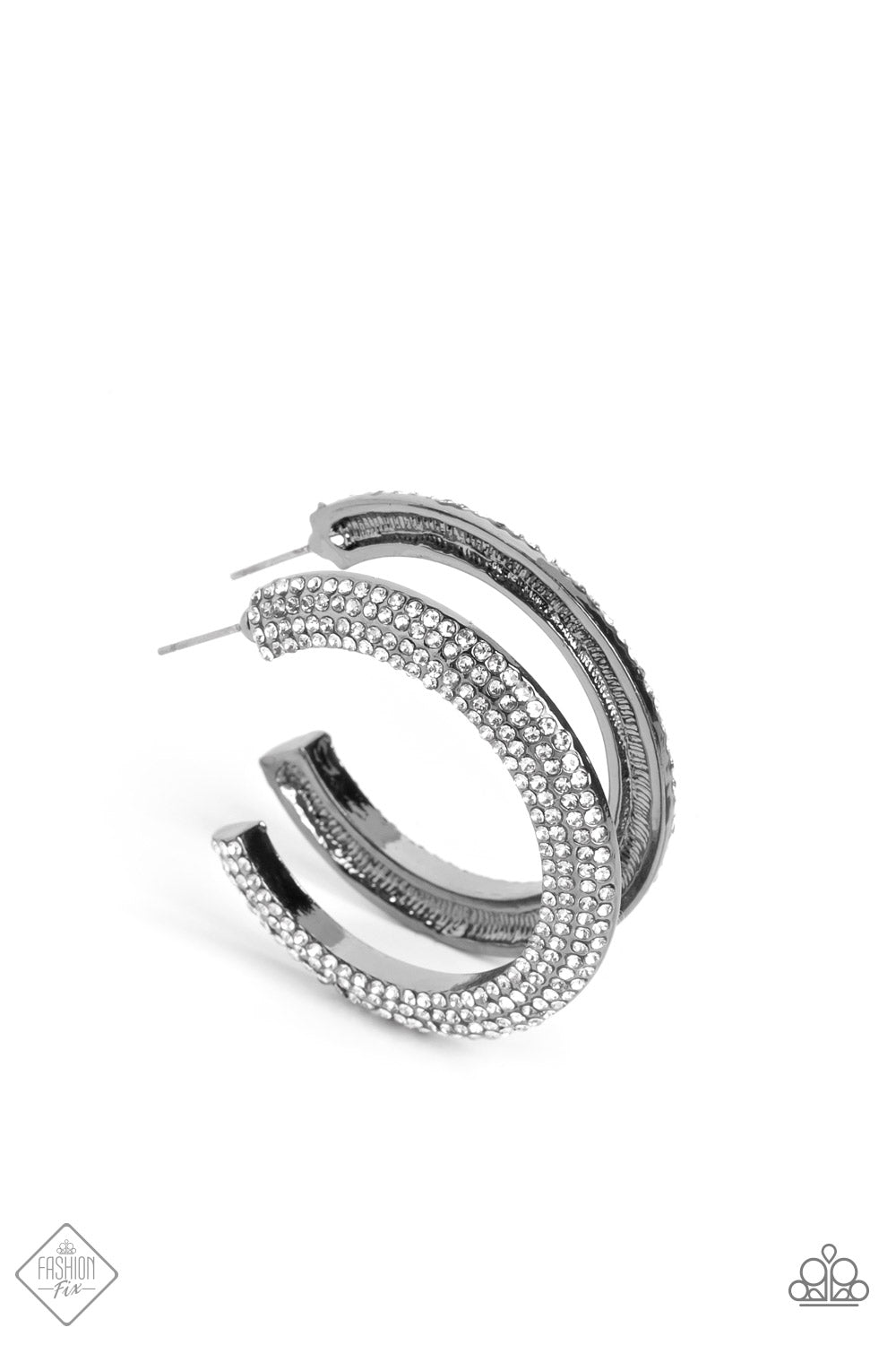 Dazzling Dynamo Black Hoop Earrings - Paparazzi Accessories- lightbox - CarasShop.com - Paparazzi Jewelry by Cara Jewels