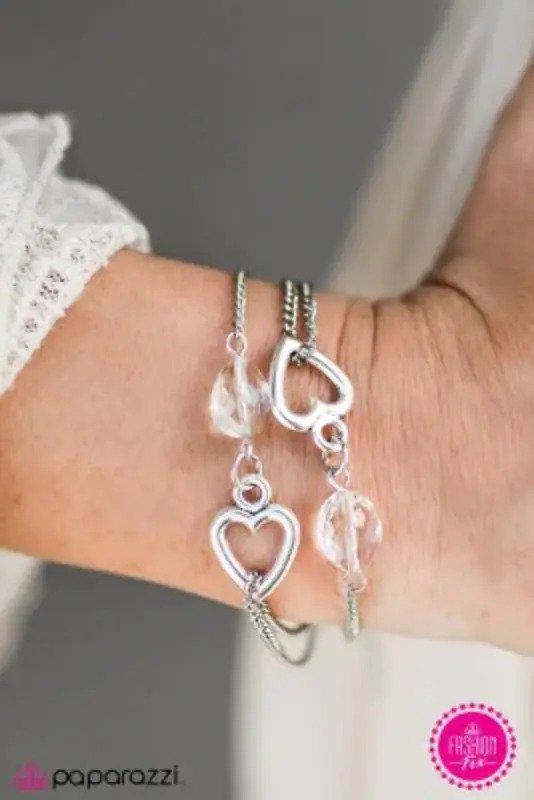Dear Cupid White Bracelet - Paparazzi Accessories- on model - CarasShop.com - Paparazzi Jewelry by Cara Jewels