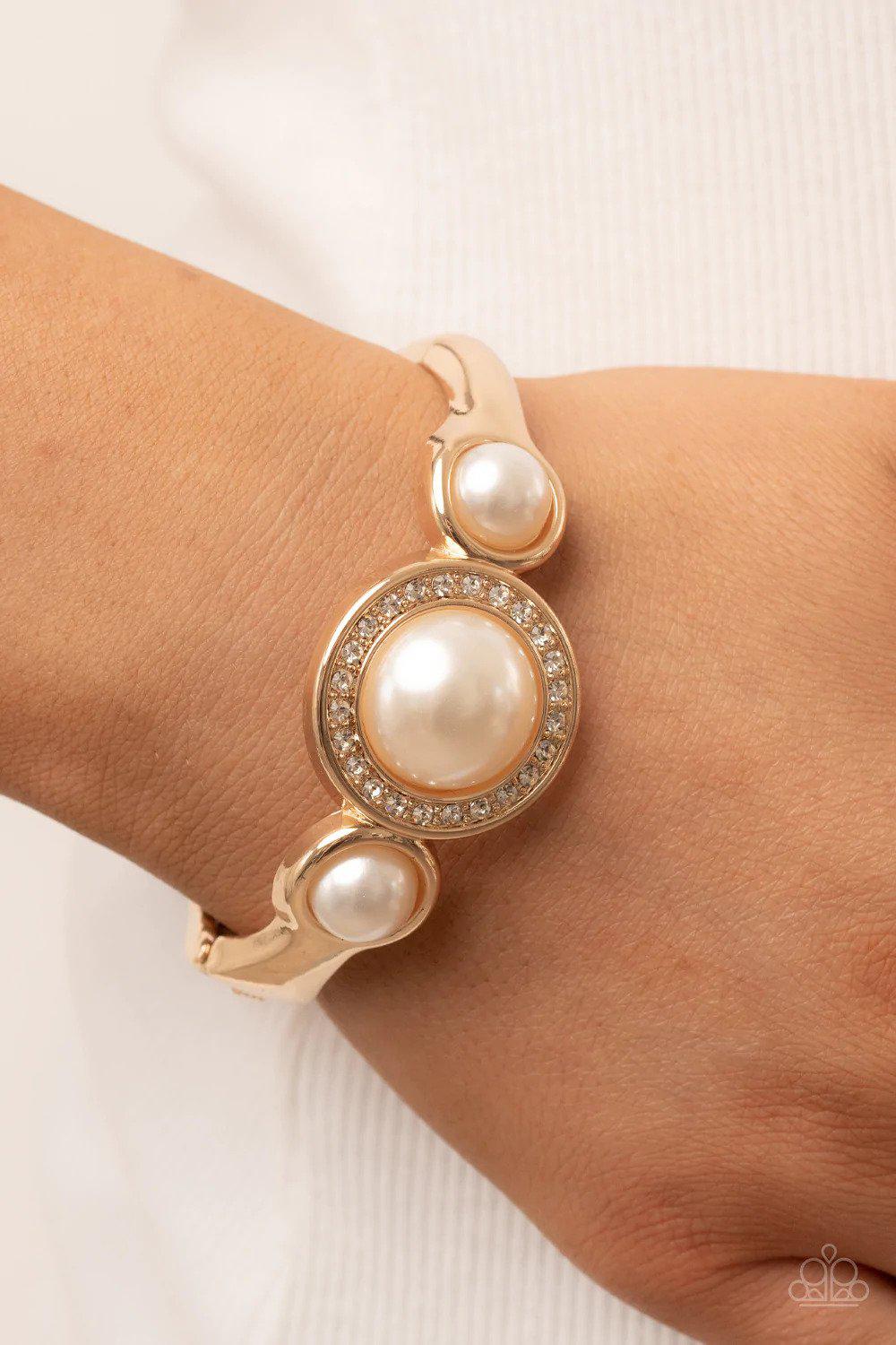 Debutante Daydream Gold Bracelet - Paparazzi Accessories- on model - CarasShop.com - Paparazzi Jewelry by Cara Jewels