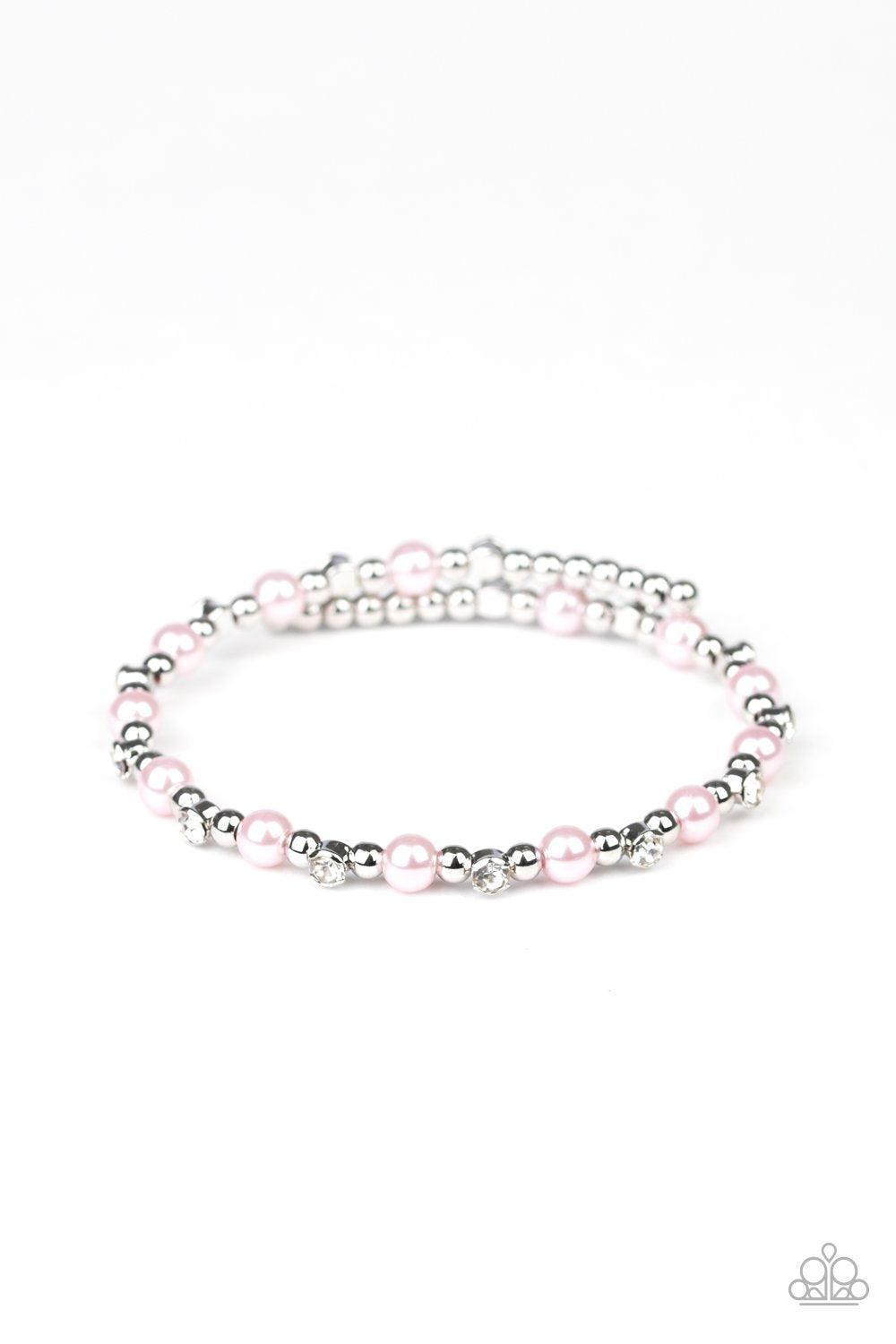 Decadently Dainty Pink Pearl Wire Wrap Bracelet - Paparazzi Accessories- lightbox - CarasShop.com - Paparazzi Jewelry by Cara Jewels